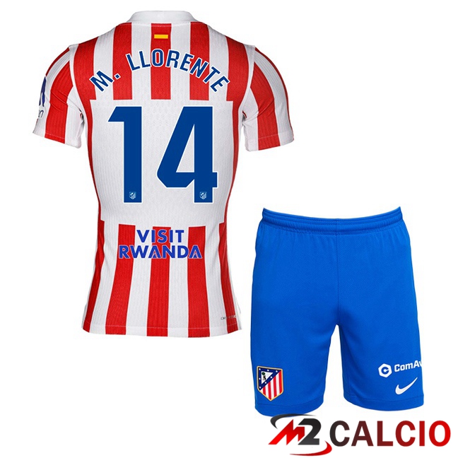 Maglie Calcio Atletico Madrid (M. LLORENTE 14) Bambino Prima Rosso 2025/2026