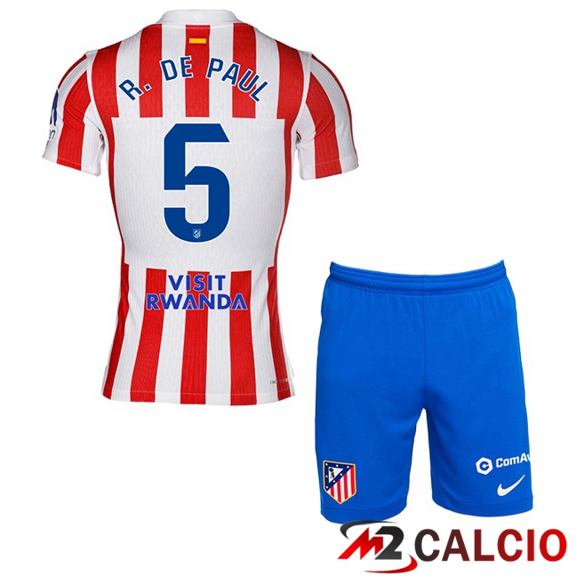Maglie Calcio Atletico Madrid (R. De PAUL 5) Bambino Prima Rosso 2025/2026