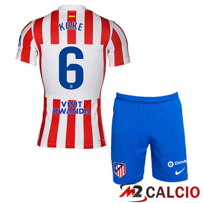 Maglie Calcio Atletico Madrid (KOKE 6) Bambino Prima Rosso 2025/2026