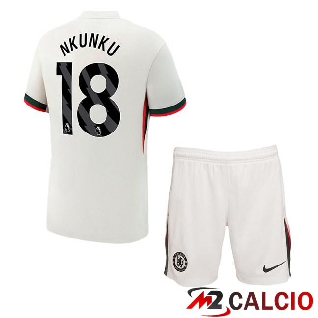 Maglie Calcio FC Chelsea (Nkunku 18) Bambino Seconda Bianco 2025/2026