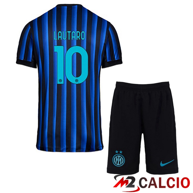 Maglie Calcio Inter Milan (LAUTARO 10) Bambino Prima Blu Nero 2025/2026