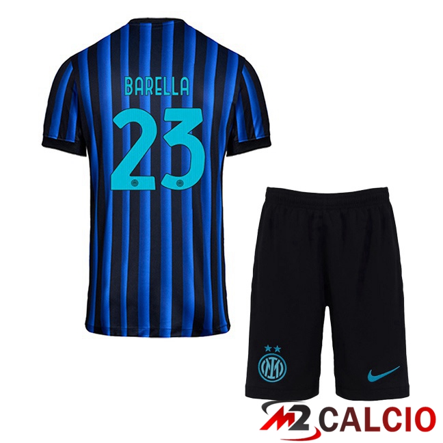 Maglie Calcio Inter Milan (BARELLA 23) Bambino Prima Blu Nero 2025/2026