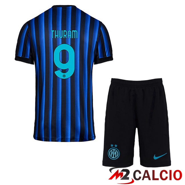 Maglie Calcio Inter Milan (THURAM 9) Bambino Prima Blu Nero 2025/2026
