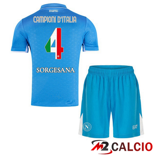 Maglie Calcio SSC Napoli Campioni D'Italia Bambino Prima Blu 2024/2025