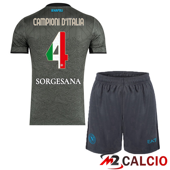 Maglie Calcio SSC Napoli Campioni D'Italia Bambino Terza Grigio 2024/2025