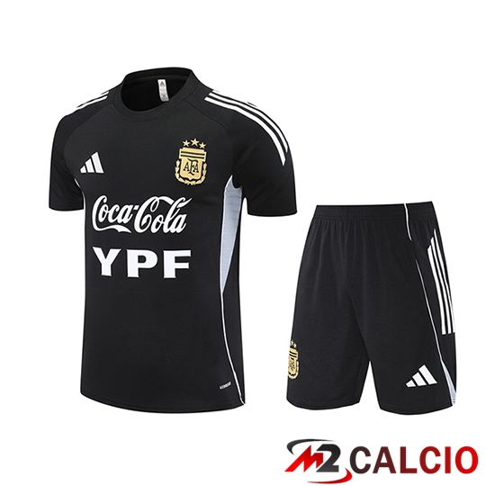 Insieme T Shirt Allenamento Argentina Bambino Nero Bianco Grigio 2025 2026