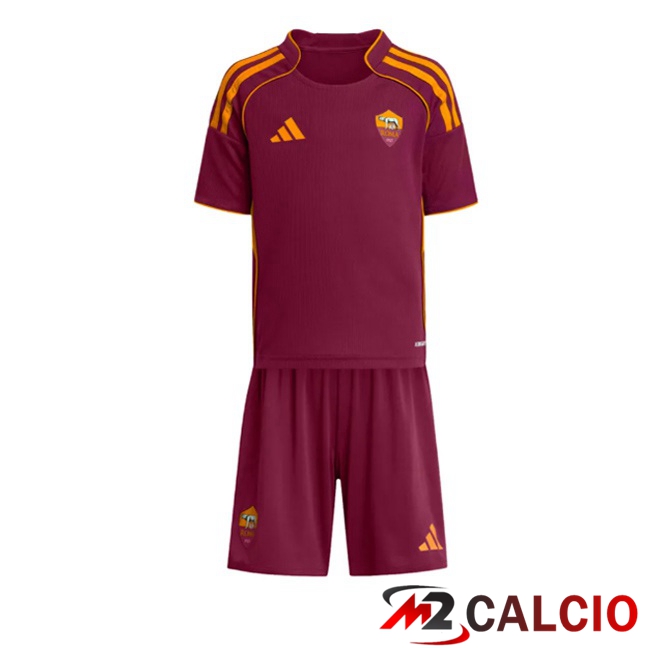 Maglie Calcio AS Roma Bambino Prima Rosso 2025/2026
