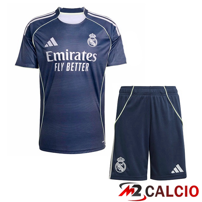Maglie Calcio Real Madrid Bambino Seconda Blu Reale 2025/2026