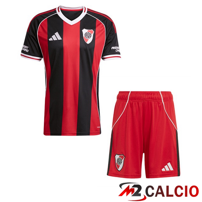 Maglie Calcio River Plate Bambino Seconda Rosso Nero 2025/2026