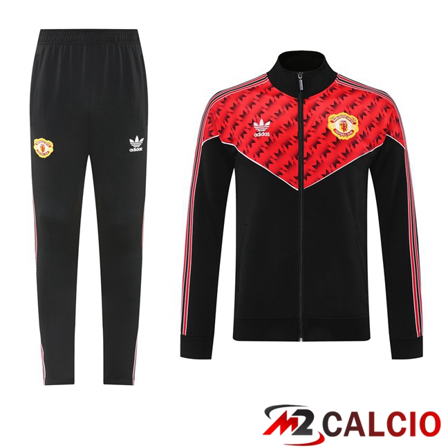 Insieme Tuta Calcio - Giacca Manchester United Rosso Nero 2025/2026