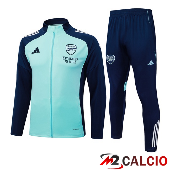 Insieme Tuta Calcio - Giacca Arsenal Verde Blu Reale 2025/2026