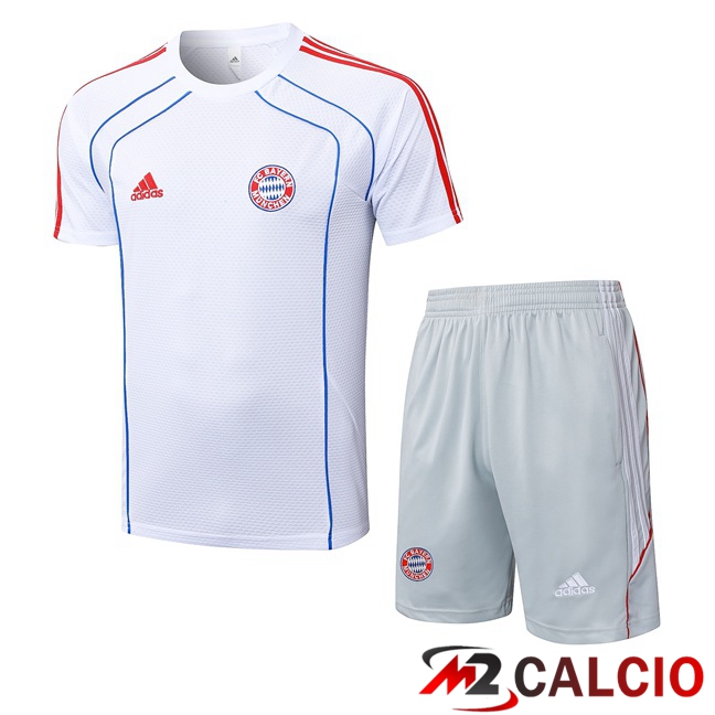 Insieme T Shirt Allenamento Bayern Monaco + Pantaloncini Bianco 2025/2026