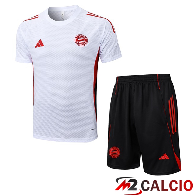 Insieme T Shirt Allenamento Bayern Monaco + Pantaloncini Bianco 2025/2026