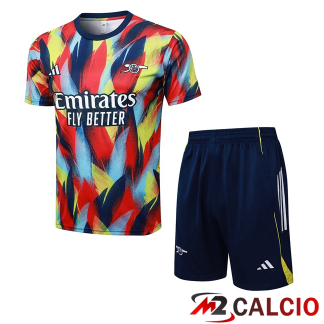 Insieme T Shirt Allenamento Arsenal + Pantaloncini Rosso Blu 2025/2026