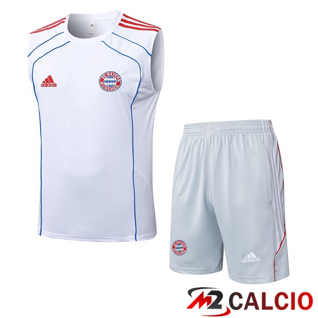 Canotta Allenamento Bayern Monaco + Pantaloncini Bianco 2025/2026
