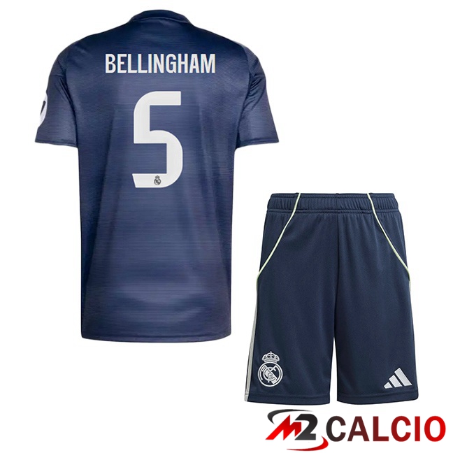 Maglie Calcio Real Madrid (Bellingham 5) Bambino Seconda Blu Reale 2025/2026
