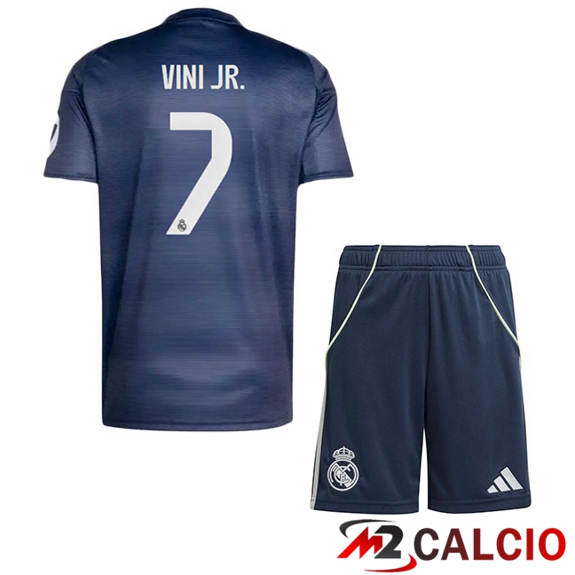 Maglie Calcio Real Madrid (Vini Jr. 7) Bambino Seconda Blu Reale 2025/2026