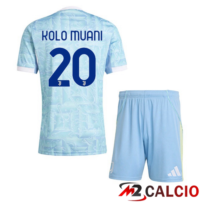Maglie Calcio Juventus (KOLO MUANI 20) Bambino Seconda Blu Bianco 2025/2026