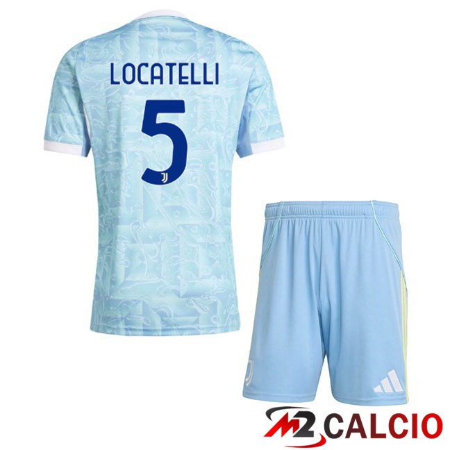 Maglie Calcio Juventus (LOCATELLI 5) Bambino Seconda Blu Bianco 2025/2026