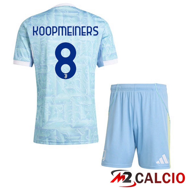 Maglie Calcio Juventus (KOOPMEINERS 8) Bambino Seconda Blu Bianco 2025/2026