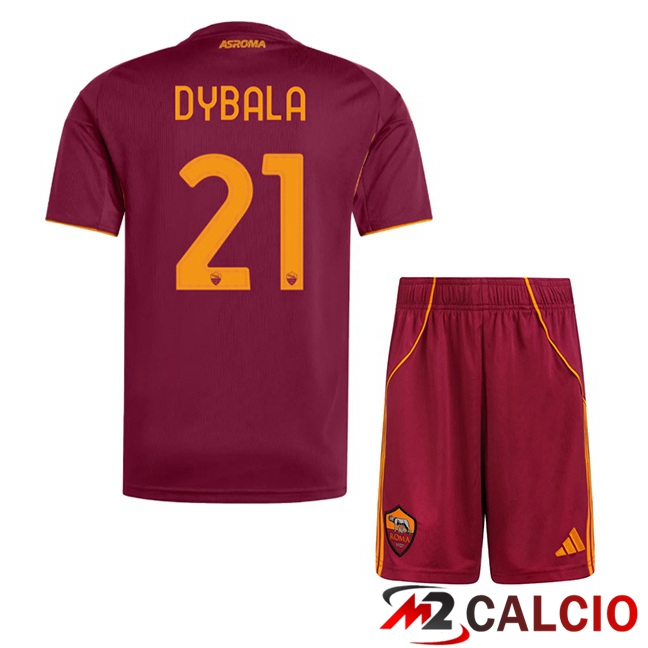 Maglie Calcio AS Roma (DYBALA 21) Bambino Prima Rosso 2025/2026
