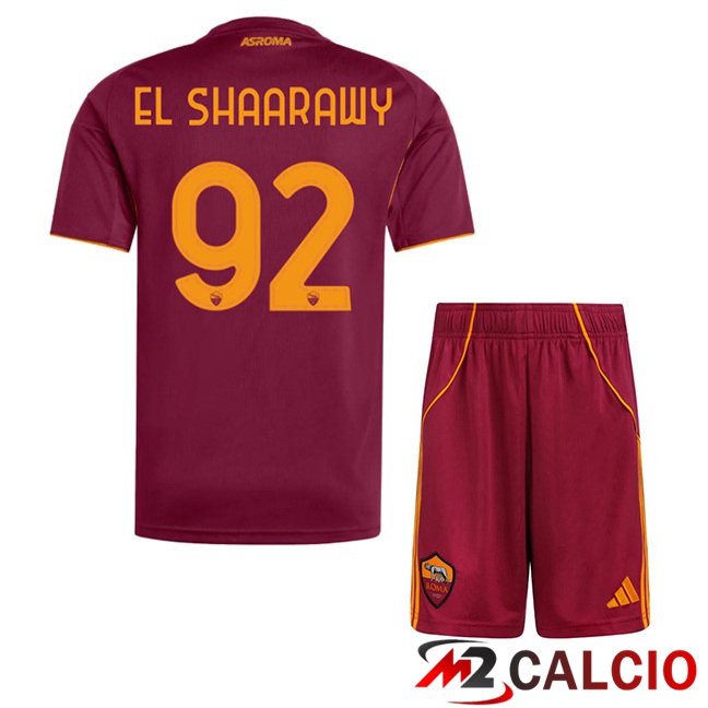 Maglie Calcio AS Roma (EL SHAARAWY 92) Bambino Prima Rosso 2025/2026