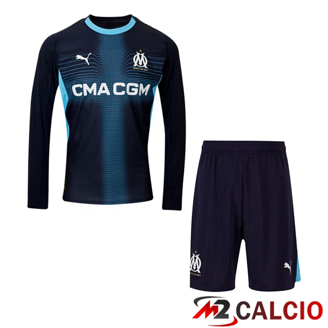 Maglie Calcio Marsiglia OM Bambino Seconda Manica Lunga Blu Reale 2025/2026