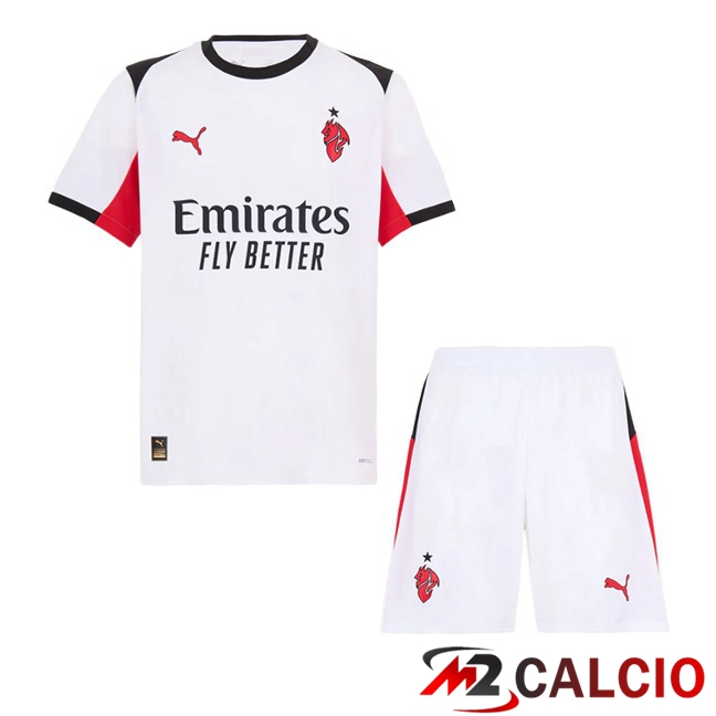 Maglie Calcio AC Milan Bambino Seconda Bianco 2025/2026