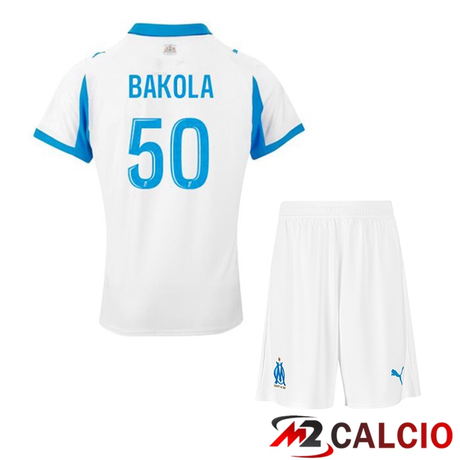 Maglie Calcio Marsiglia OM (BAKOLA 50) Bambino Prima Bianco 2025/2026