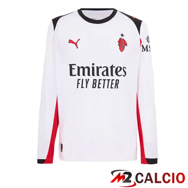 Maglie Calcio AC Milan Seconda Manica Lunga Bianco 2025/2026