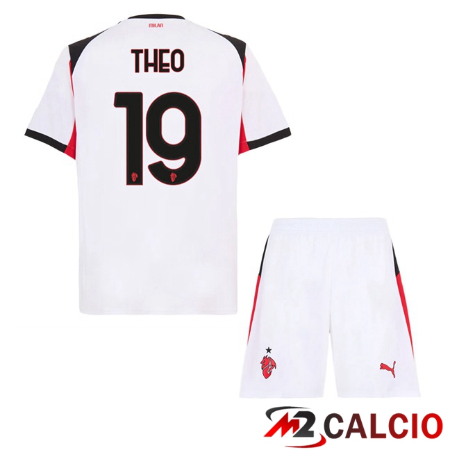 Maglie Calcio AC Milan (THEO 19) Bambino Seconda Bianco 2025/2026