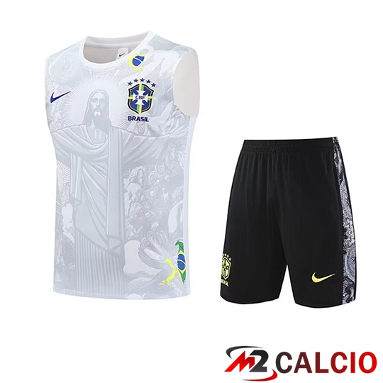 Insieme Training Debardeur Brasile Bambino Bianco Grigio 2025 2026