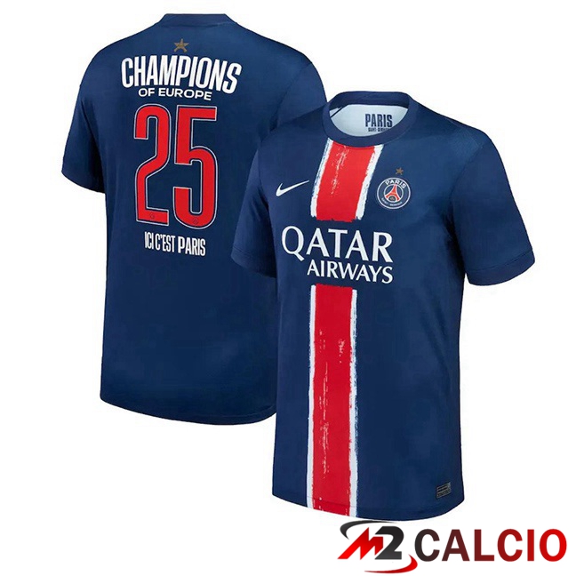 1 Stella Maglia PSG UCL Champions 25 Prima Edizione Speciale Blu Reale 2024/2025