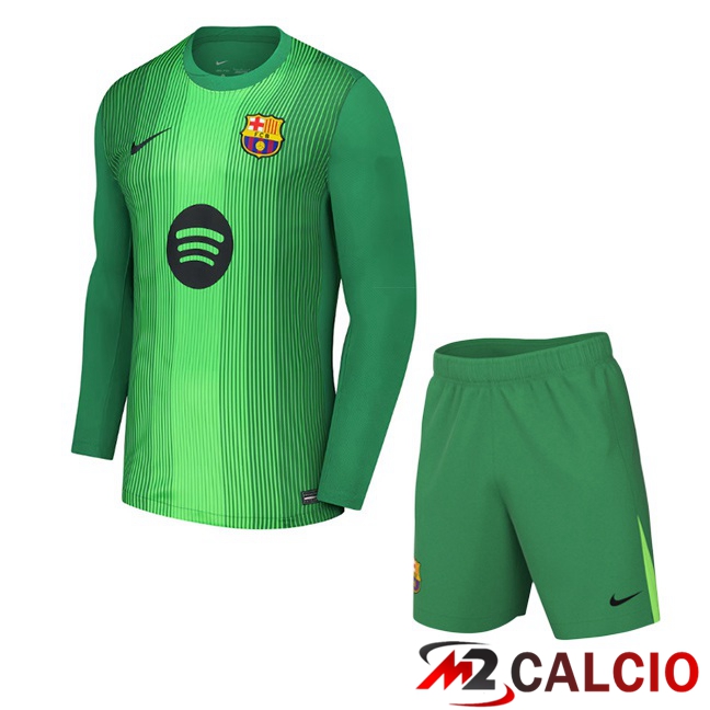 Maglie Calcio FC Barcellona Bambino Portiere Manica Lunga Verde 2025/2026
