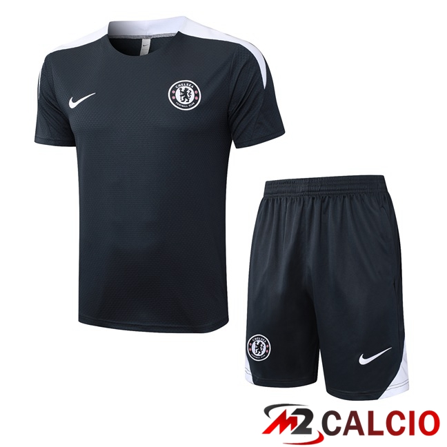 Insieme T Shirt Allenamento FC Chelsea + Pantaloncini Grigio 2025/2026