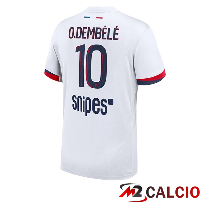 Maglie Calcio Paris PSG (O. Dembélé 10) Seconda Bianco 2025/2026