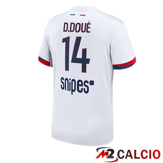 Maglie Calcio Paris PSG (D. Doué 14) Seconda Bianco 2025/2026