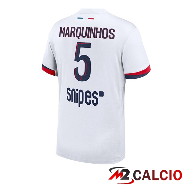 Maglie Calcio Paris PSG (Marquinhos 5) Seconda Bianco 2025/2026