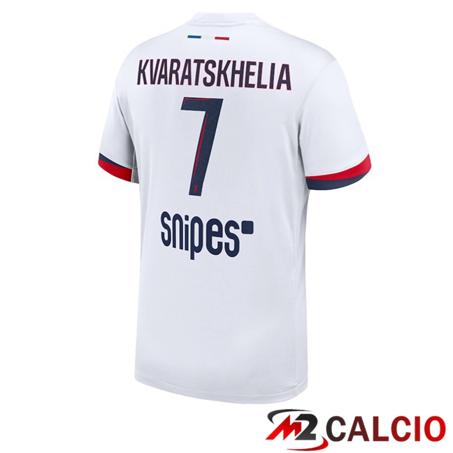 Maglie Calcio Paris PSG (Kvaratskhelia 7) Seconda Bianco 2025/2026
