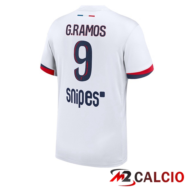 Maglie Calcio Paris PSG (G. Ramos 9) Seconda Bianco 2025/2026