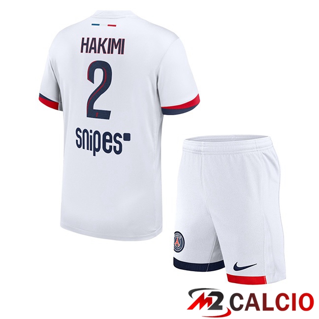 Maglie Calcio Paris PSG (Hakimi 2) Bambino Seconda Bianco 2025/2026