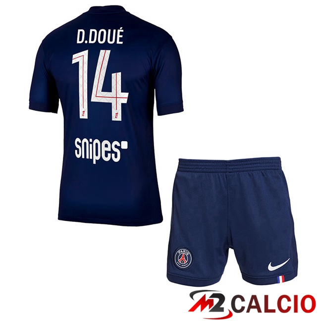 Maglie Calcio Paris PSG (D. Doué 14) Bambino Prima Blu Reale 2025/2026