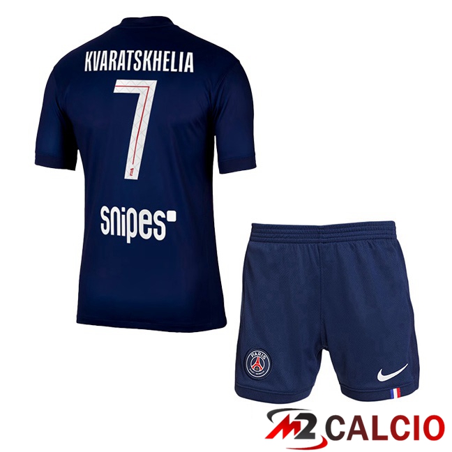 Maglie Calcio Paris PSG (Kvaratskhelia 7) Bambino Prima Blu Reale 2025/2026