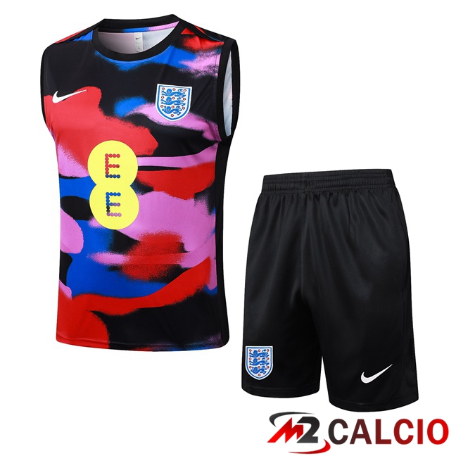 Canotta Allenamento Inghilterra + Pantaloncini Rosso Nero Blu 2025/2026