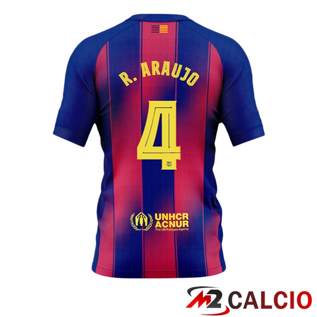 Maglie Calcio FC Barcellona (R. ARAUJO 4) Prima Blu Rosso 2025/2026