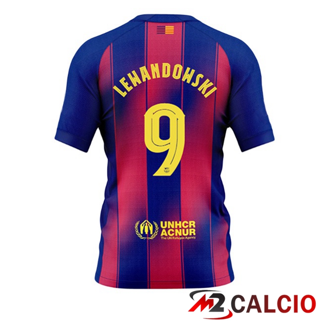 Maglie Calcio FC Barcellona (LEWANDOWSKI 9) Prima Blu Rosso 2025/2026