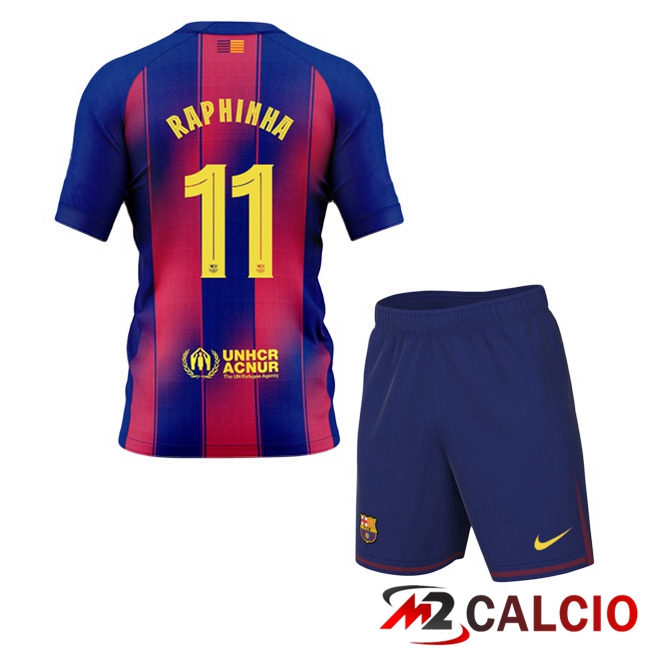 Maglie Calcio FC Barcellona (RAPHINHA 11) Bambino Prima Blu Rosso 2025/2026