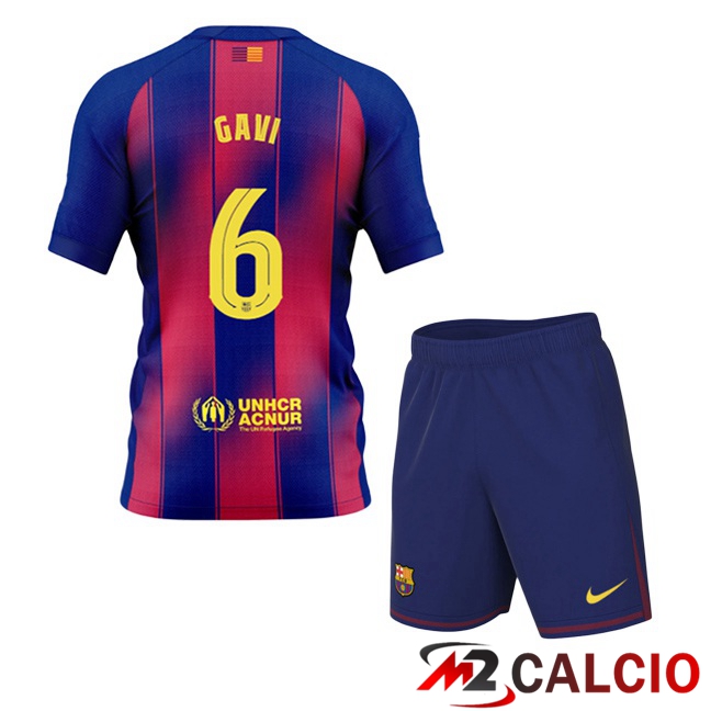 Maglie Calcio FC Barcellona (GAVI 6) Bambino Prima Blu Rosso 2025/2026