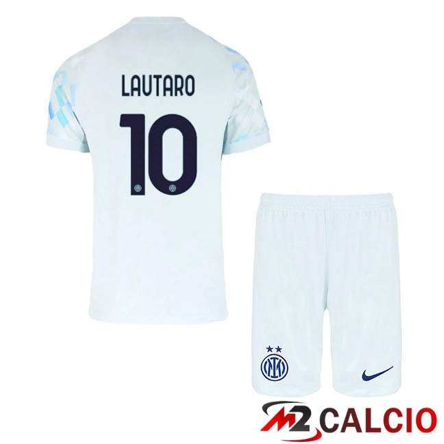 Maglie Calcio Inter Milan (LAUTARO 10) Bambino Seconda Bianco Blu 2025/2026