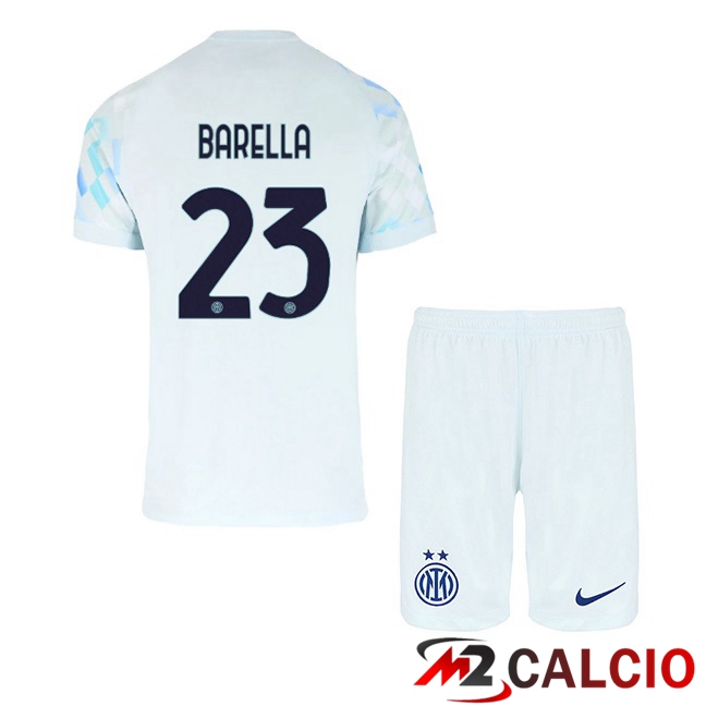 Maglie Calcio Inter Milan (BARELLA 23) Bambino Seconda Bianco Blu 2025/2026
